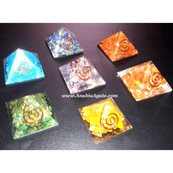 Seven Chakra Orgone Baby Pyramid Set - Energy Healing Crystals