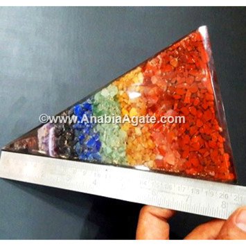 Seven Chakra Orgone Long Pyramid with Chakra Symbols for Energy Healing