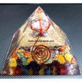 Seven Chakra Orgone Pyramid with Amethyst Merkaba Star - Healing Energy Crystal