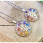 Seven Chakra Round Orgone Pendant with Cho Ku Rei & Chain - Energy Healing Jewelry