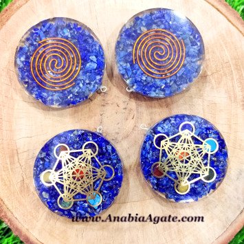 Seven Chakra Stone Metatron Orgone Pendant with Lapis Lazuli Chips - Healing and Spiritual Jewelry