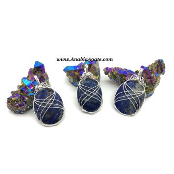 Sodalite Oval Shape Wire Wrapped Pendants | Handcrafted Gemstone Jewelry