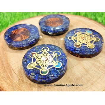 Seven Chakra Stone Metatron Orgone Pendant with Lapis Lazuli Chips - Healing and Spiritual Jewelry