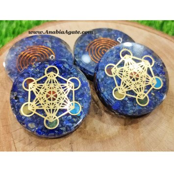 Seven Chakra Stone Metatron Orgone Pendant with Lapis Lazuli Chips - Healing and Spiritual Jewelry