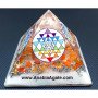 Star Chakra Orange Aventurine Orgone White Pyramid With Wire Wrapped Crystal Quartz Point