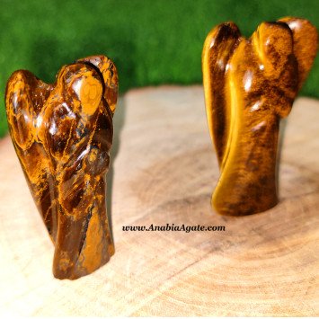 Tiger's Eye Angel Figurines - Natural Gemstone Treasures