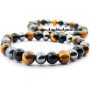 Triple Protection Bracelet - Tiger's Eye, Black Obsidian, Hematite Beads Bracelet