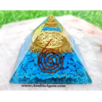 Turquoise Orgone Pyramid with Star of David Symbol | Energy Healing Pyramid