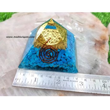 Turquoise Orgone Pyramid with Star of David Symbol | Energy Healing Pyramid