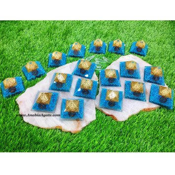 Turquoise Orgone Pyramid with Star of David Symbol | Energy Healing Pyramid