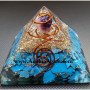 Turquoise Orgone Pyramid With Amethyst Tumble | Size 65 - 75mm