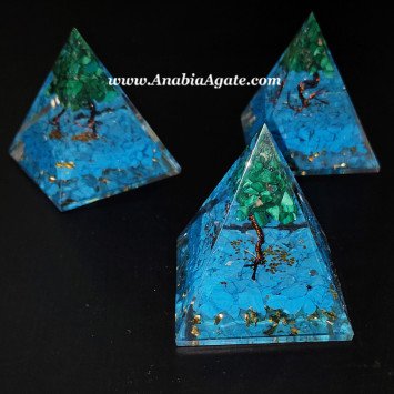 Turquoise Orgone Pyramid with Tree Inside