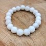 White Agate Gemstone Elastic Bracelet - Handcrafted Natural Stone Jewelry