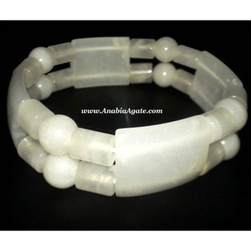 White Agate Gemstone Bracelet - Handcrafted Agate Jewelry
