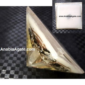 White Color Base Orgone Pyramid With Black Tourmaline Tumble And Crystal Point (55-65mm)