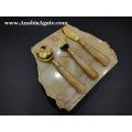 Yellow Aventurine Platter with 3 Pcs Cutlery Set - Exquisite Dining Set