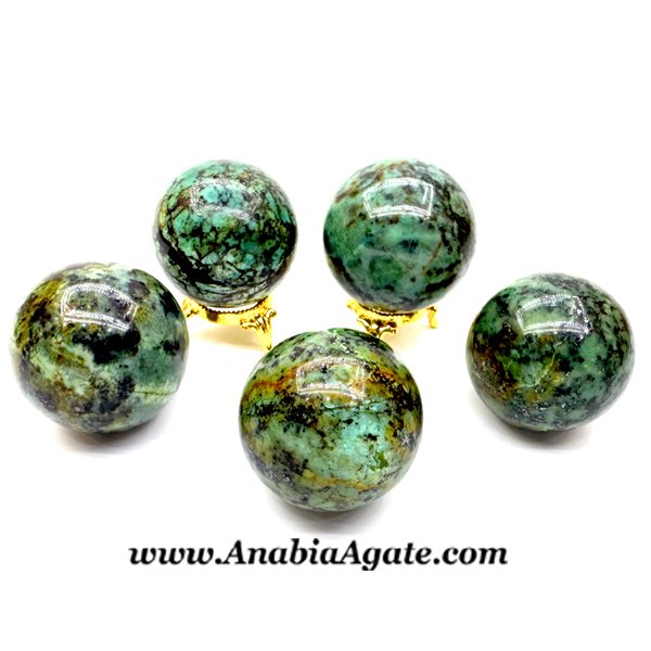 African Turquoise Gemstone Balls - Unique Decor