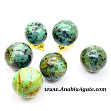 African Turquoise Gemstone Balls - Unique Decor