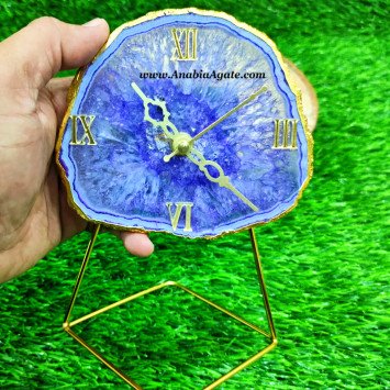 Blue Onyx Agate Coaster Table Clock | Exquisite Home Decor