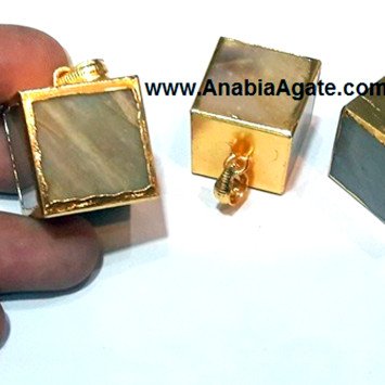 Agate Cube Golden Electroplated Pendants – Stunning Handcrafted Jewelry Collection