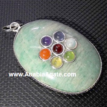 Amazonite Chakra Oval Pendant - Calming Crystal Jewelry
