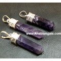 Amethyst Cap Pencil Pendants - Handcrafted Gemstone Jewellery