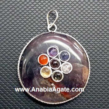 Amethyst Chakra Disc Pendant - Balance Your Energy with Healing Amethyst