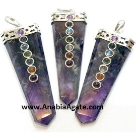 Amethyst Chakra Flat Stick Pendant - Healing Crystal Jewelry