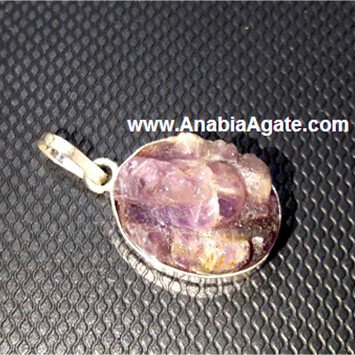 Amethyst Ganesha Round Pendant