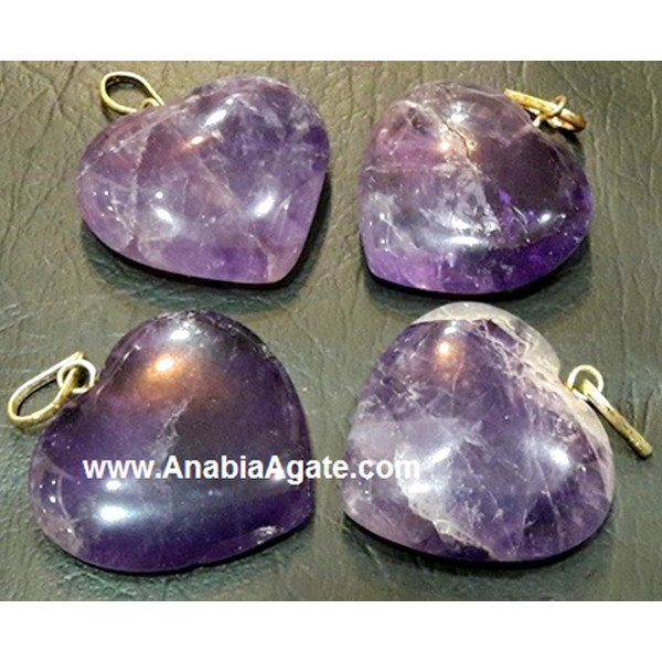 Amethyst Crystal Heart Shaped Pendants Wholesale