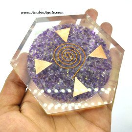 Amethyst Orgone Octagon Vastu Plate - Rebalance and Harmonize Energy
