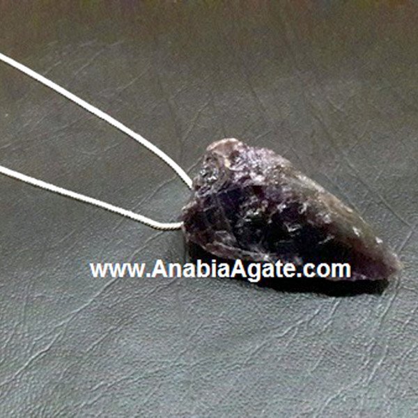 Amethyst Raw Pendant With Silver Chain - Natural Stone Beauty