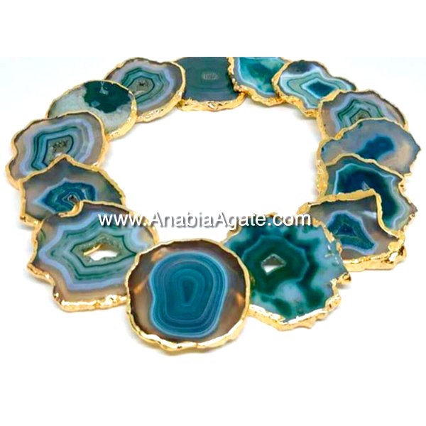 Aqua Green Agate Plated Coasters - Elegant Home Decor Accessories