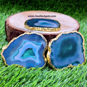 Aqua Green Golden Electroplated Coaster