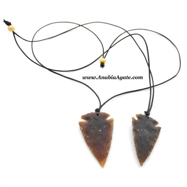 Fancy Jasper Arrowhead Necklace with Adjustable Cord - Unique Bohemian Jewelry