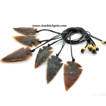 Fancy Jasper Arrowhead Necklace with Adjustable Cord - Unique Bohemian Jewelry