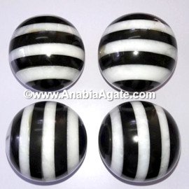 Black Agate Bonded with Snow Quartz Gemstone Balls - Healing Crystals