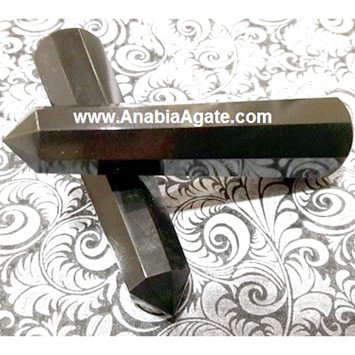 Black Agate 8 Facet Massage Wand - Natural Healing Stone Tool