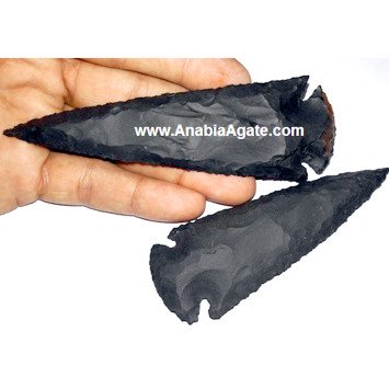 Black Fancy Jasper Arrowheads - 4 Inches