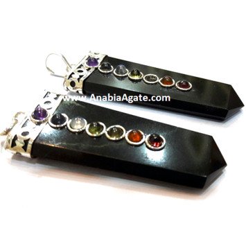 Black Jasper Chakra Flat Stick Pendant