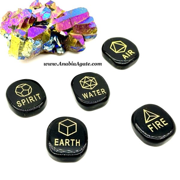 Black Jasper Complex Geometry Palmstone Set