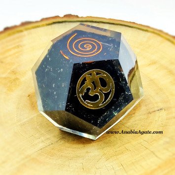 Black Tourmaline Orgone Om Dodecahedron - Energy Healing Tool