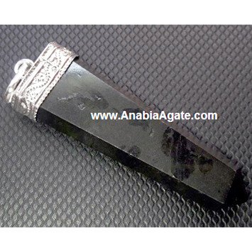 Black Tourmaline Flat Stick Pendant - Protective and Stylish Jewelry