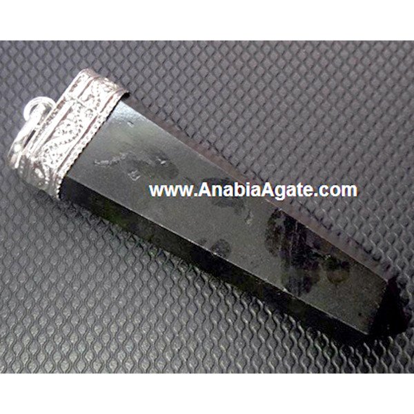 Black Tourmaline Flat Stick Pendant - Protective and Stylish Jewelry