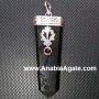 Black Tourmaline Flat Stick Pendant With Garnet - Stunning Natural Gemstone Jewelry