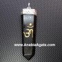 Black Tourmaline OM Engraved Flat Stick Pendant - Energy Healing Jewelry