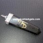 Black Tourmaline OM Engraved Flat Stick Pendant - Energy Healing Jewelry