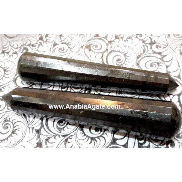 Black Tourmaline 16 Facet Massage Wand - Crystal Healing Tool
