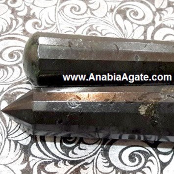 Black Tourmaline 16 Facet Massage Wand - Crystal Healing Tool