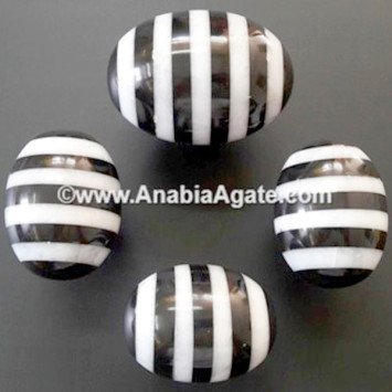 Black Tourmaline and Snow Quartz Gemstone Bonded Lingam - Healing Crystal for Balance